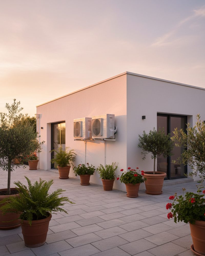 Pavillon rénové avec unités de climatisation réversible en façade