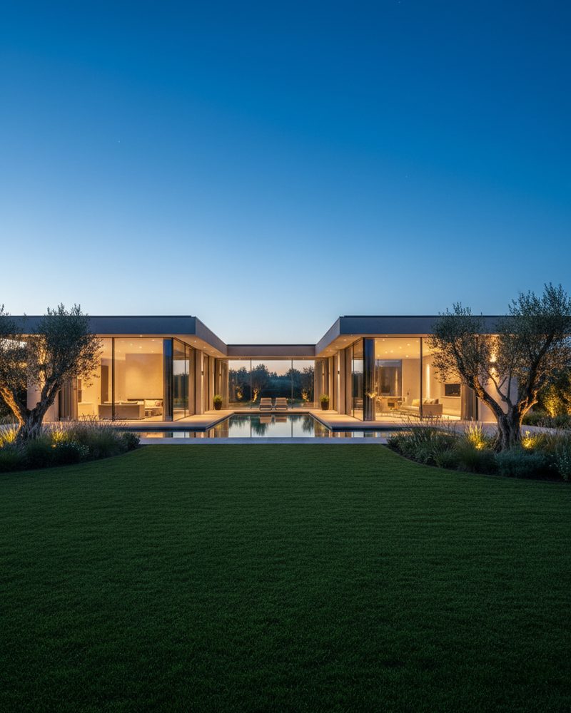 Villa contemporaine chauffée par pompe à chaleur géothermique